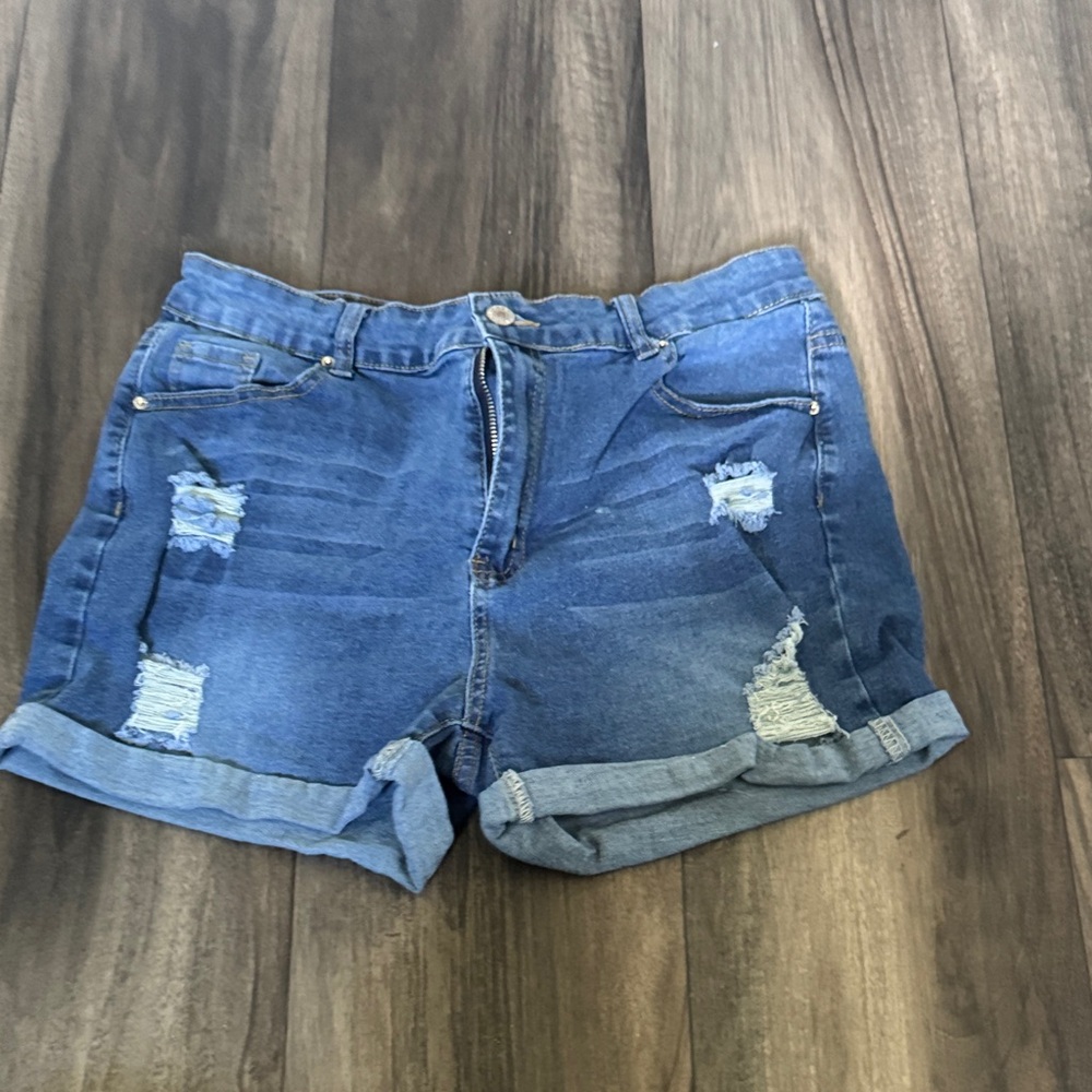 SHEIN Distressed Blue Jean Shorts